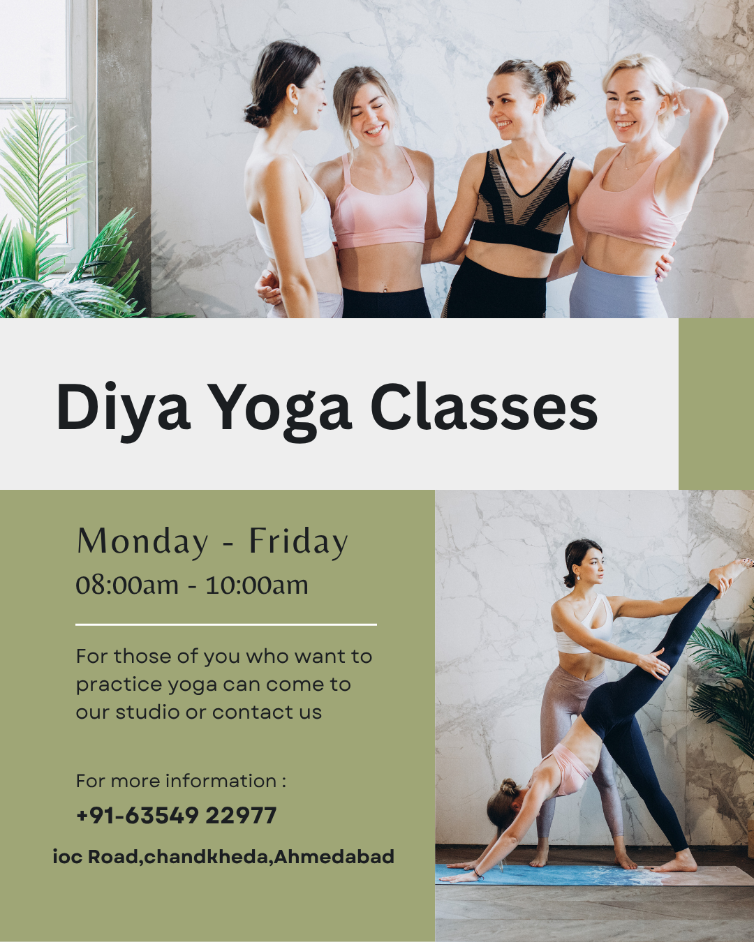 Green White Minimalist Yoga Class Instagram Post Portrait